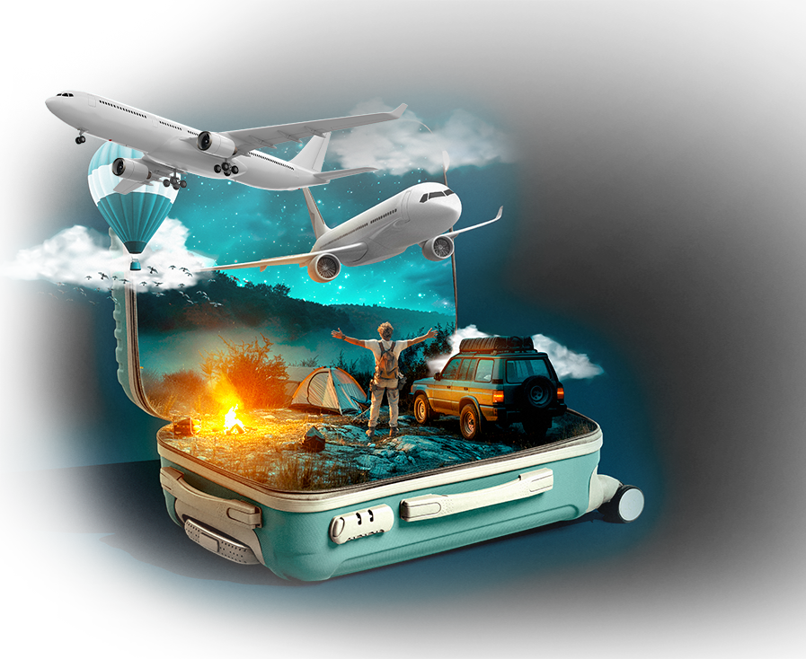 Mala de viagem com aviões